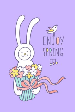 tavşan kır çiçekleri büyük bir demet tutar