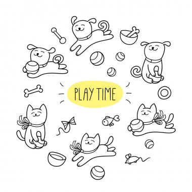 Küçük beyaz kedi ve köpek