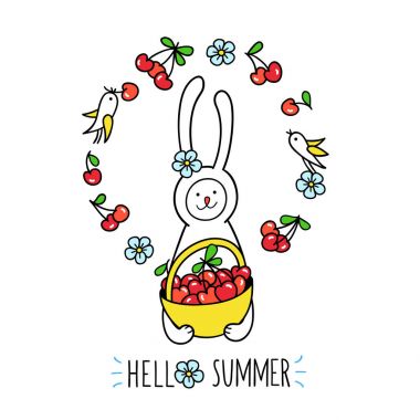 tavşan tam vişne sepeti ile