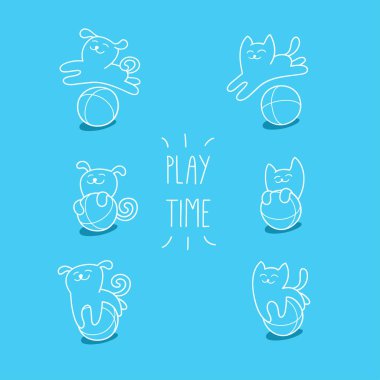 kedi ve köpek oyuncak Top oynuyorlar