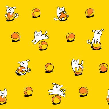 kedi ve köpek oyuncak Top oynuyorlar