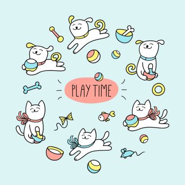 Küçük beyaz kedi ve köpek