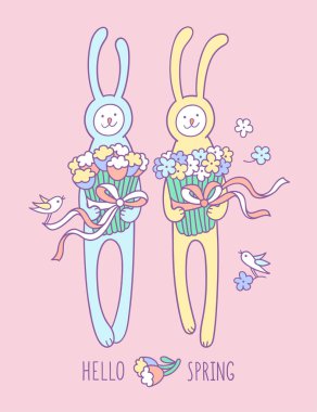 büyük buketleri tavşanlarla