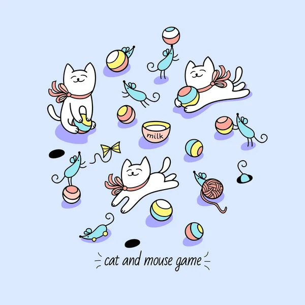 Katz und Maus Spiel. — Stockvektor