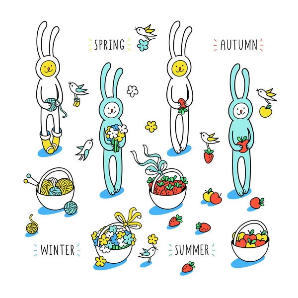  tavşan andbirds yün topları topluyoruz