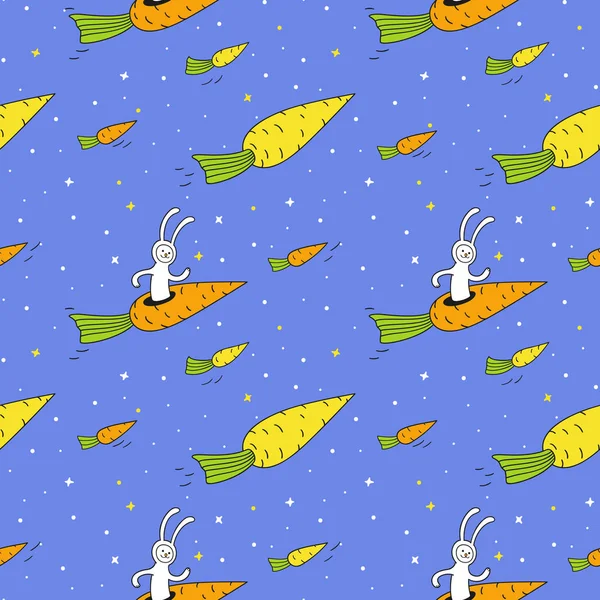 Flying carrot seamless pattern — Stock Vector