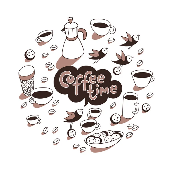 Час кави. Кавові чашки — стоковий вектор