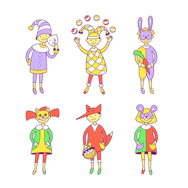Barn i carnival klänningar — Stock vektor