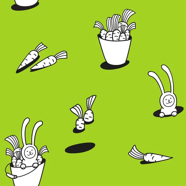 Conejo y zanahoria patrón sin costura . — Archivo Imágenes Vectoriales