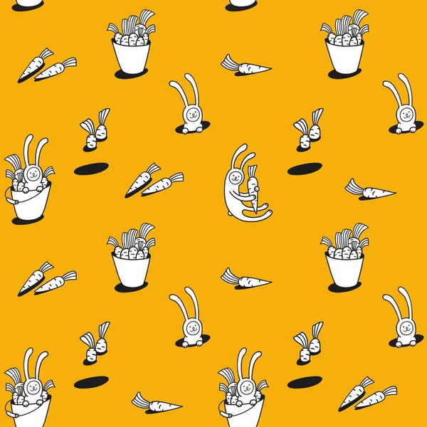 兔子和胡萝卜的无缝模式. — 图库矢量图片