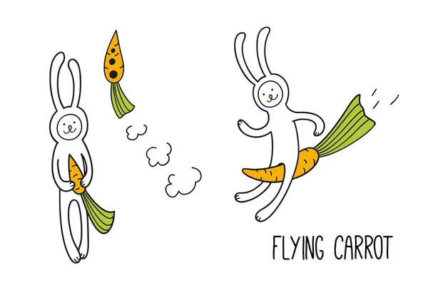 Кролик и ракетная морковка — стоковый вектор