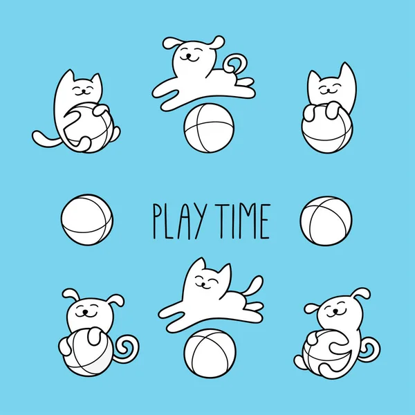 kedi ve köpek oyuncak Top oynuyorlar