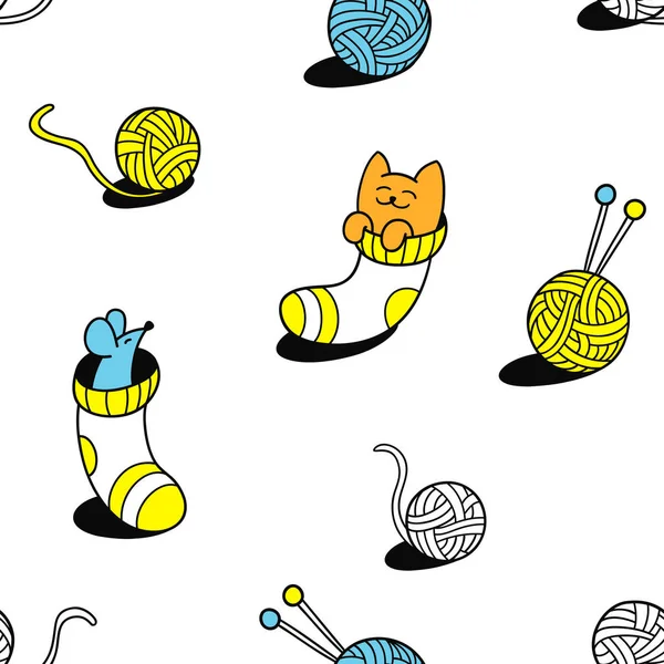 有趣的小小的猫和老鼠 — 图库矢量图片