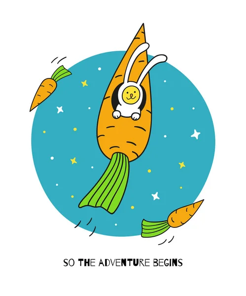 Bunny tavşan astronot — Stok Vektör