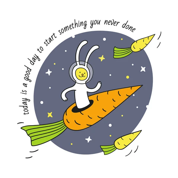 . Lapin lapin dans la carotte-fusée — Image vectorielle