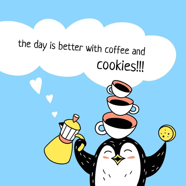 De dag is beter met koffie en cookie — Stockvector