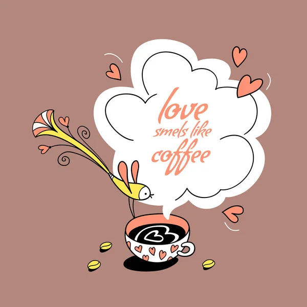 El amor huele a café. — Vector de stock