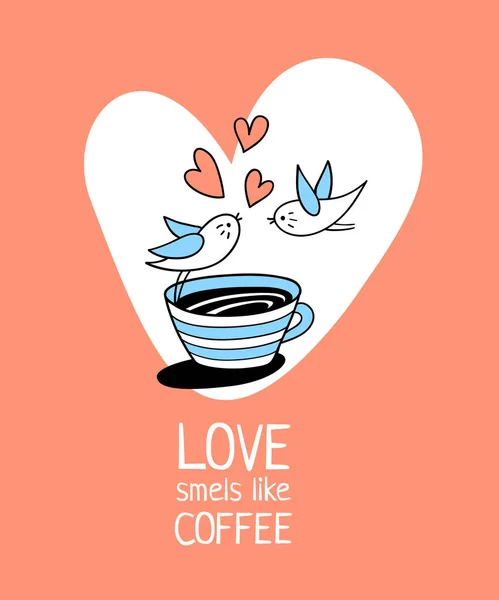 愛は、コーヒーのようなにおいがします。 — ストックベクタ