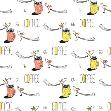 Aşk kahve seamless modeli
