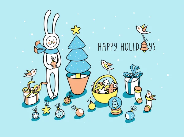 Linda tarjeta de regalo Happy Holidays — Vector de stock