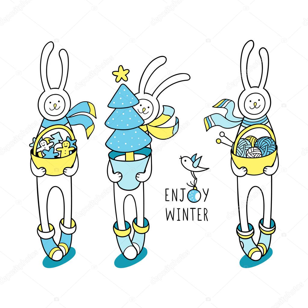 Charming rabbit characters.