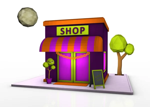 A low poly shop Halloween — Stock Photo, Image
