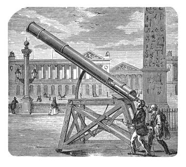 Astronomi teleskop antika gravür