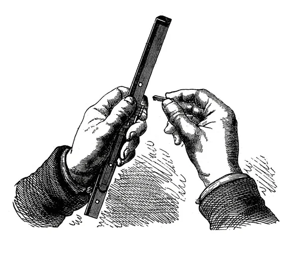 Composing stick antique engraving — Stock Photo, Image