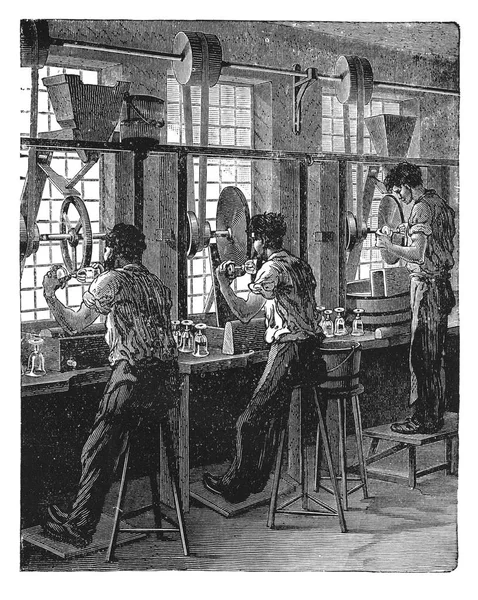 Glass grinding antique engraving — Stock Photo, Image