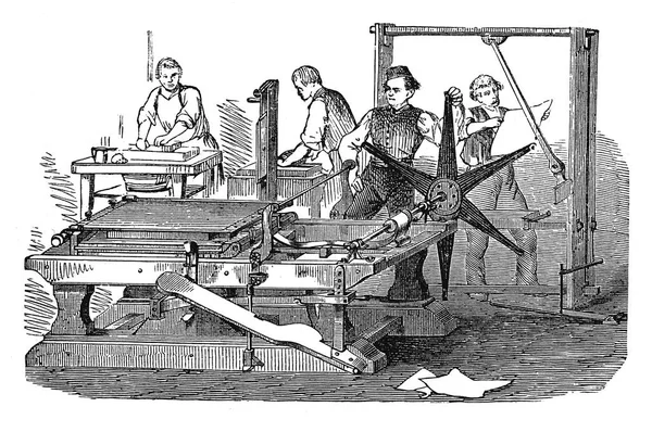Antiker Kupferstich der lithographischen Presse — Stockfoto