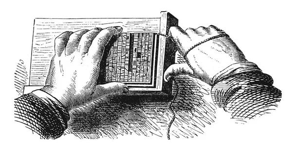 Typesetting antique engraving — Stock Photo, Image