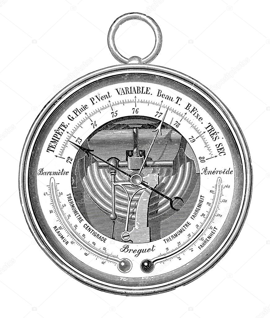 Aneroid antique engraving 