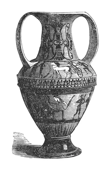 Greek vessel antique engraving — Stock Photo, Image