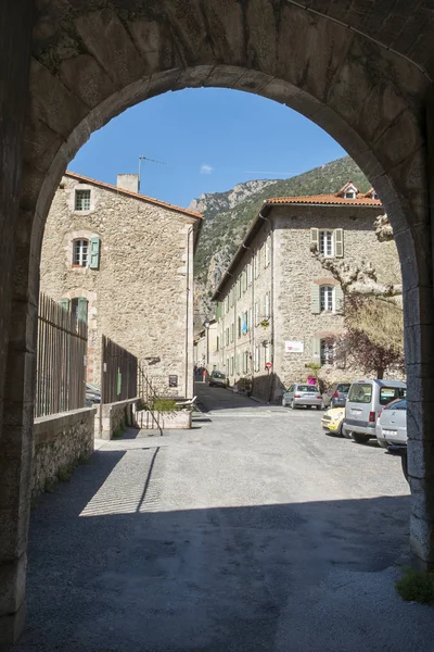 Uma Rua Villefranche Conflent Languedoc Roussillon França — Fotografia de Stock