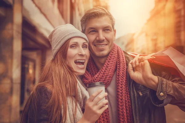 Outono passeio de compras de inverno — Fotografia de Stock