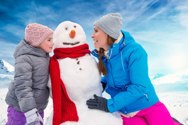 Snowman outdoors build — Stock Photo, Image