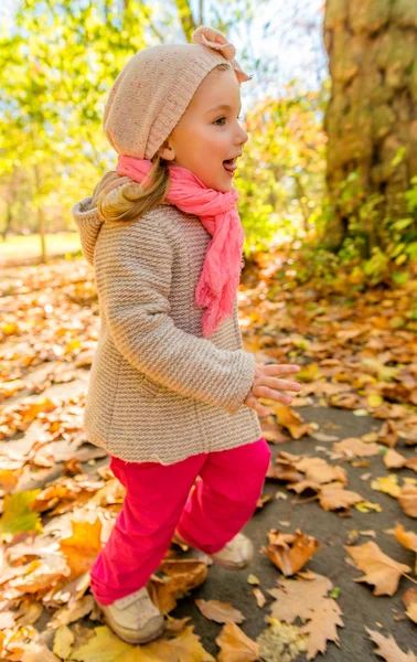 Осенние дети играют на открытом воздухе — стоковое фото