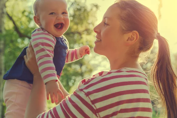 Spring summer sun with newborn — Stock Photo, Image