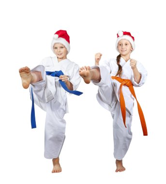 Kız ve erkek Noel Baba kapaklar beat bacak ileri tekme