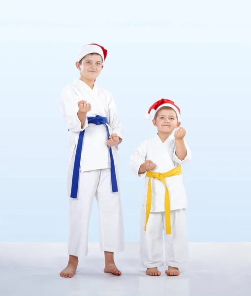 Two karateka stand in the rack karate — Stock Photo, Image