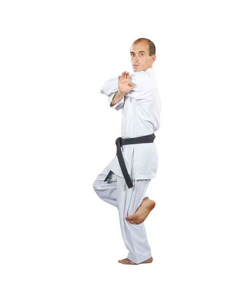 Ejercicios formales karate en el perfeccionamiento de un atleta — Foto de Stock