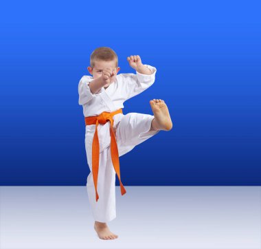 Sporcu çocuk tekme bacak eğitiyor