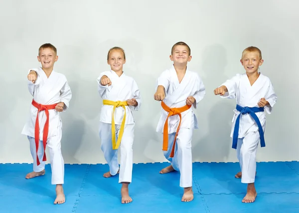 Four Athlete Beating Punch Arm — Stock Photo, Image