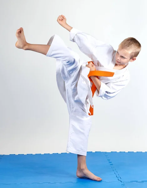 Blow Leg Beating Sportsman Blue Mats — Stock Photo, Image