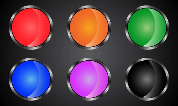 一组彩色 Web 金属样式按钮 — 图库矢量图片
