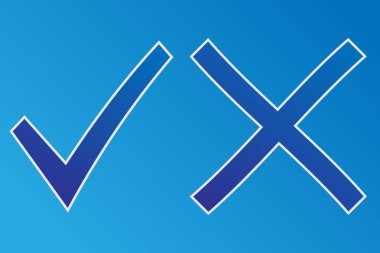 Kene ve haç simgesi. Vektör nesnelerini mavi renk.