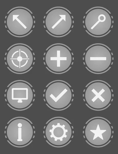 Круглые Векторные Серые Значки Интерфейса Иконки Сайта — стоковый вектор