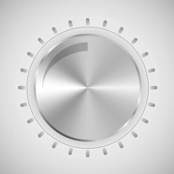 Металлическая Кнопка Прокрутки Уровня Звука Круглая Векторная Кнопка Металлическом Стиле — стоковый вектор