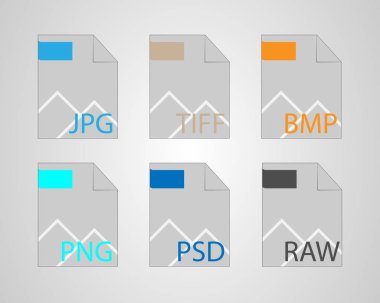 Resim türü simgeler kümesi. Vektör dosya türü simgeleri.