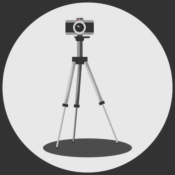 Caméra Sur Trépied Illustration Vectorielle Bannière Objets Studio — Image vectorielle